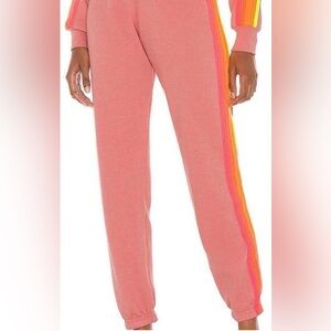 Aviator Nation Women's Pink Track Pants with Stripes